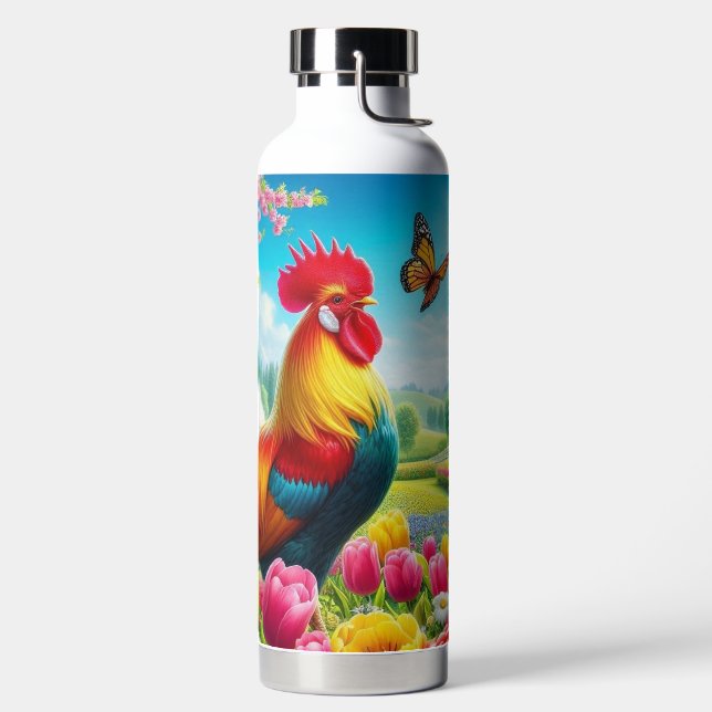 Blumengestelle/Federhirsche/Hühnerbilder Trinkflasche (links)