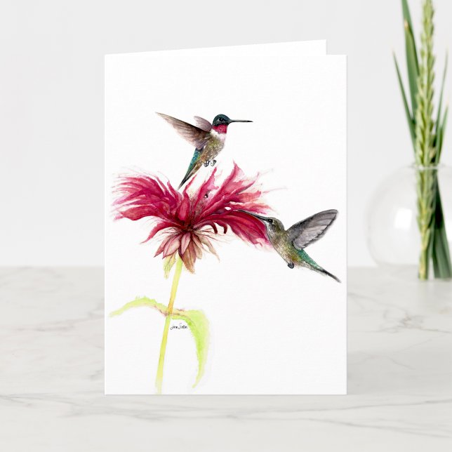 Blumengewächse, Blumengewächse oder Dankeskarte (Hummingbirds Floral Watercolor Blank Thank You Card by Jenn Steffen Art)