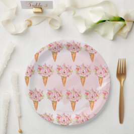 Blumengewässer Eiscreme Brautparty Pappteller