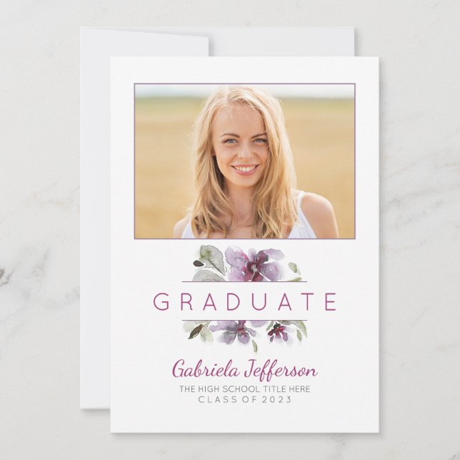 Blumengewässer - Foto Graduation Party Einladung (Vorderseite)