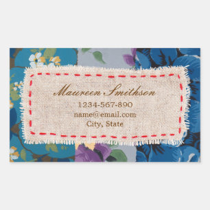 Blumengewebe (blau) Adressenaufkleber Rechteckiger Aufkleber