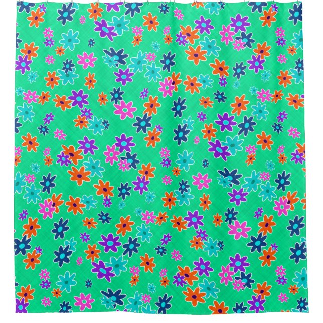 Blumengewebe nahtlos Muster farbig Duschvorhang (Vorderseite)