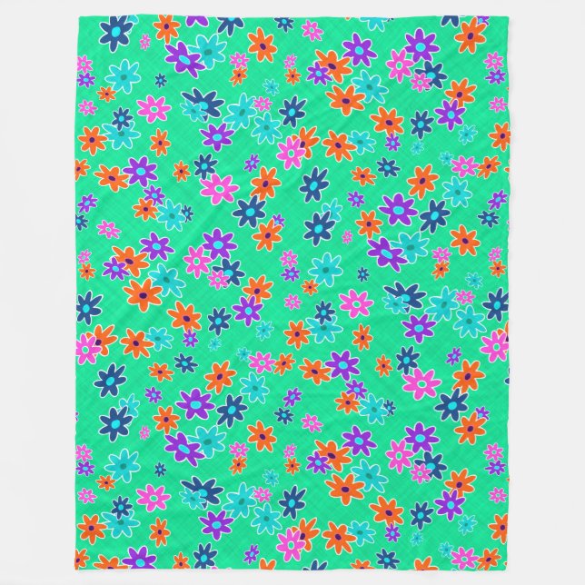 Blumengewebe nahtlos Muster farbig Fleecedecke (Vorderseite)
