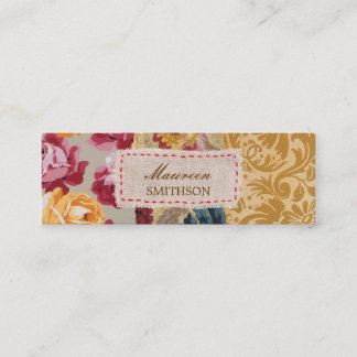 Blumengewebe-Patchwork (Gold) personalisiert Mini Visitenkarte