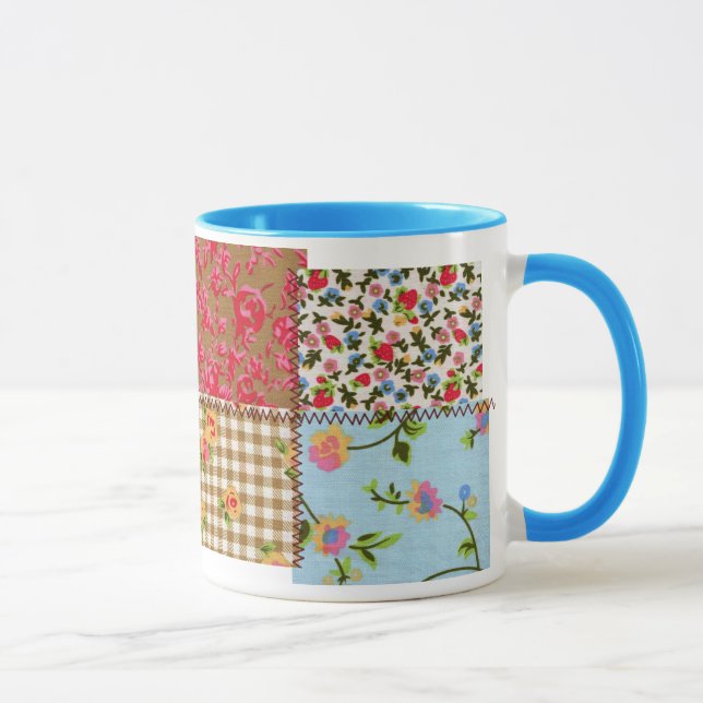 Blumengewebe-Patchwork-Muster-Tasse Tasse (Rechts)