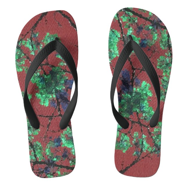 Blumengewebe, rot flip flops (Fußbett)