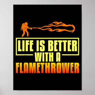 Blumengewehr-Feuerwerfer-Flammenzitate Poster