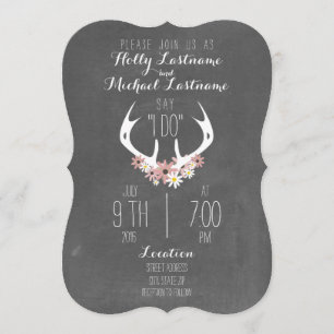 Blumengeweih-Tafel-inspirierte Hochzeit Einladung