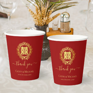 Blumengewinde Danke rot chinesische Hochzeit Pappbecher