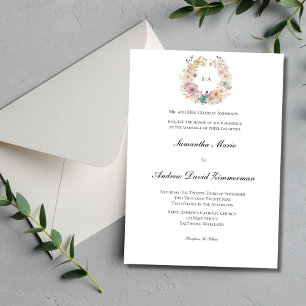 Blumengewinde-Monogramm Traditionelle formelle Hoc Einladung