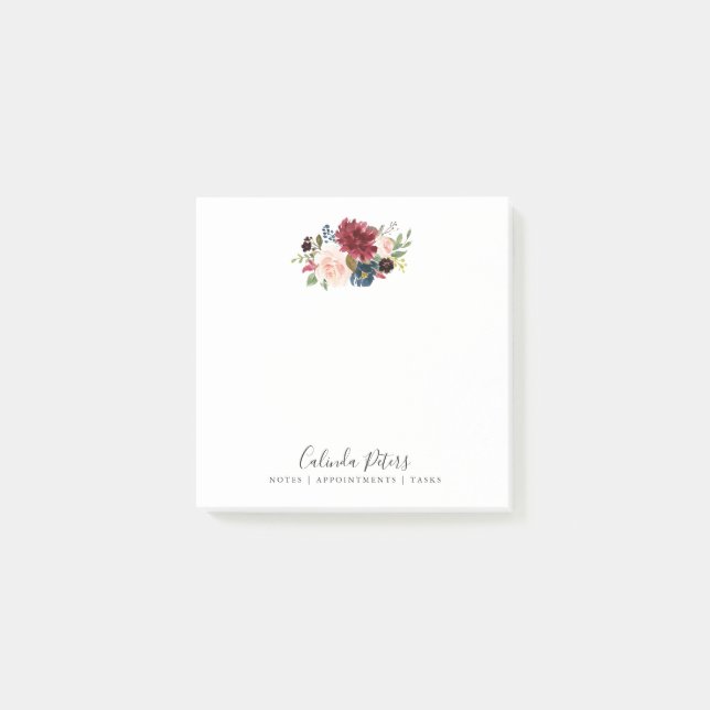 Blumengewohnheit Burgunder-Blumenstrauß-| Post-it Klebezettel (Vorderseite)