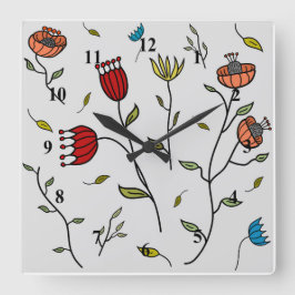 Blumengewürze Blume Muster Illustration Quadratische Wanduhr
