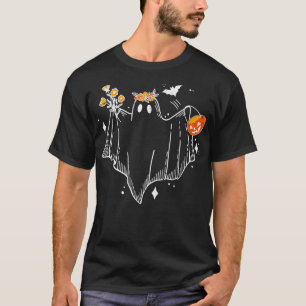 Blumenghost mit Pumpkin Niedlicher HerbstHalloween T-Shirt