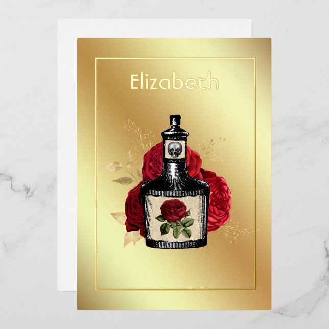 Blumengiftlotion Halloween Gothic Foil Invitat Folieneinladung (Vorderseite/Rückseite)