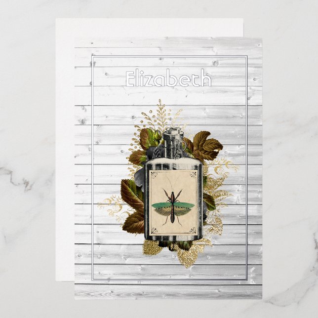 Blumengiftlotion Halloween Gothic Hexenwald Folieneinladung (Vorderseite/Rückseite)