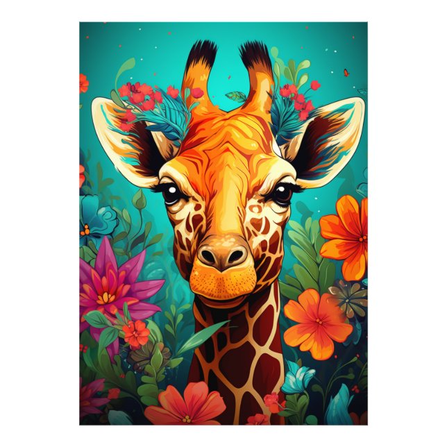 Blumengiraffe Portrait-9319 Fotodruck (Vorne)