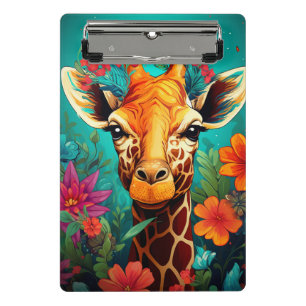 Blumengiraffe Portrait-9319 Mini Klemmbrett