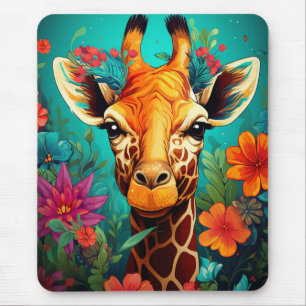 Blumengiraffe Portrait-9319 Mousepad