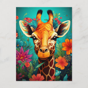 Blumengiraffe Portrait-9319 Postkarte