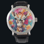 Blumengiraffe Portrait-9320 Armbanduhr<br><div class="desc">Blumengiraffe Portrait-9320</div>