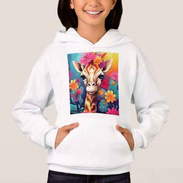 Blumengiraffe Portrait-9320 Hoodie (Vorderseite)
