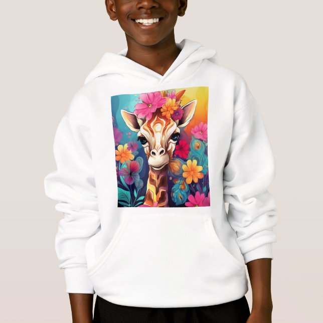 Blumengiraffe Portrait-9320 Hoodie (Vorderseite)