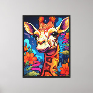 Blumengiraffe Portrait-9320 Leinwanddruck
