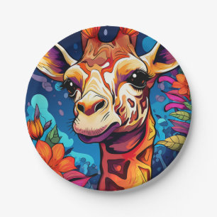 Blumengiraffe Portrait-9320 Pappteller