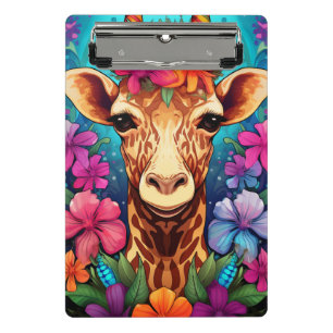 Blumengiraffe Portrait-9321 Mini Klemmbrett