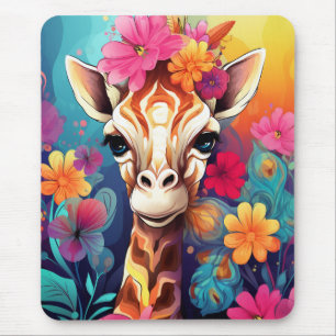 Blumengiraffe Portrait-9321 Mousepad