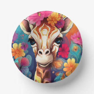 Blumengiraffe Portrait-9321 Pappteller