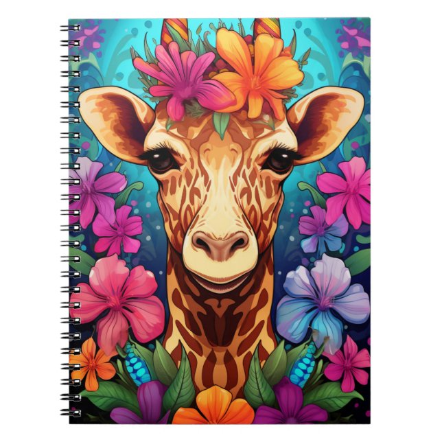 Blumengiraffe Portrait-9322 Notizblock (Vorderseite)