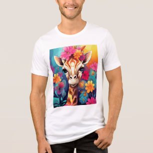 Blumengiraffenporträt-9320 Tri-Blend Shirt