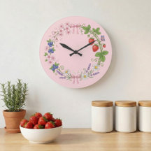 Blumengirlande Botanische Acryl-Wanduhr