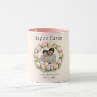 Blumengirlande & Familienfoto Personalisiertes Ost Tasse