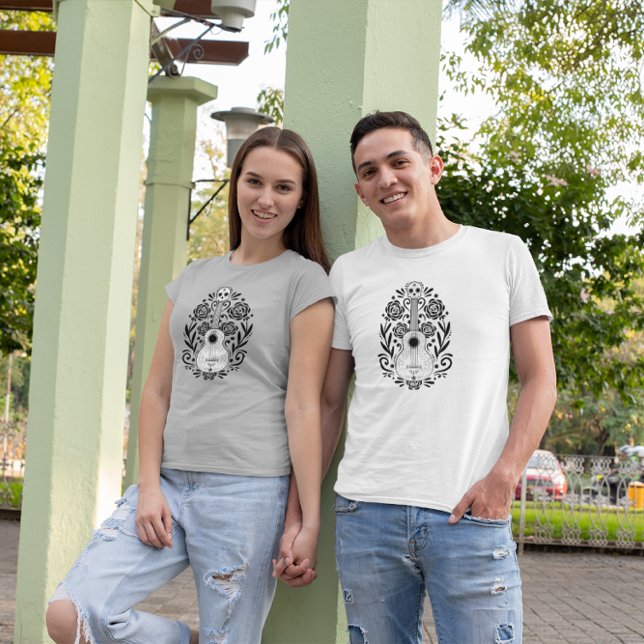 Blumengitarre Tag des Toten Designs T-Shirt (Von Creator hochgeladen)