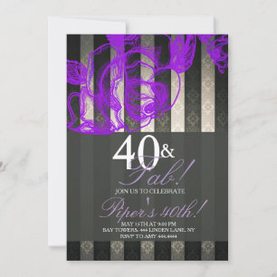 Blumenglam Black Lavender 40. Geburtstags-Party Einladung