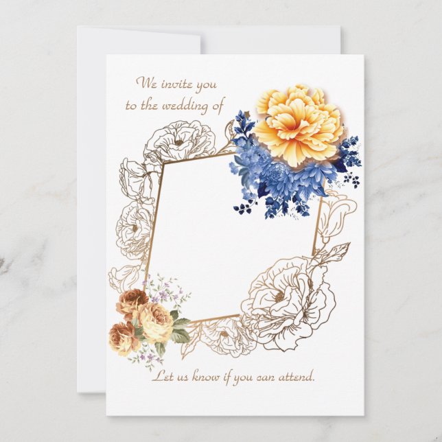 Blumengläser Hochzeitskarte Set Einladung (Vorderseite)
