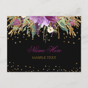 Blumenglitter Amethyst Postkarte