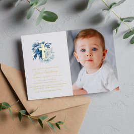 Blumengold-Kreuz Taufe Foto Folien Feiertagskarte