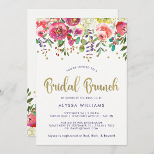Blumengold  Modern Watercolor Bridal Brunch Einladung