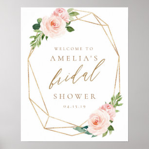 Blumengoldene Hochzeitsshower-Empfangstafel Poster
