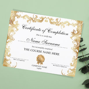 blumengoldenes Zeugnis des Abschlusses Award Cours