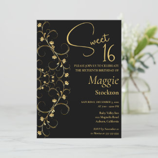 Blumengoldgrenze Sweet 16 Einladung