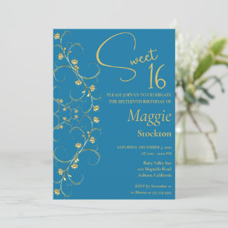 Blumengoldgrenze Sweet 16 Einladung