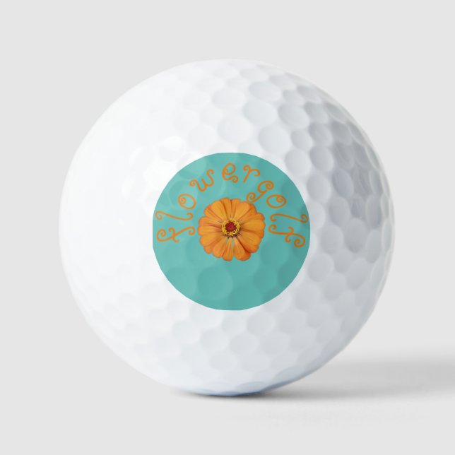 Blumengolfbälle, Orange Blume auf blauen Golfball (Vorderseite)