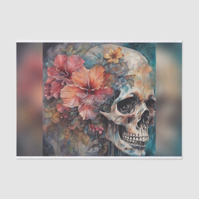 Blumengoth Skull Decoupage Seidenpapier (Vorderseite)