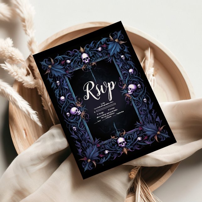 Blumengotik Halloween RSVP Karte (Von Creator hochgeladen)