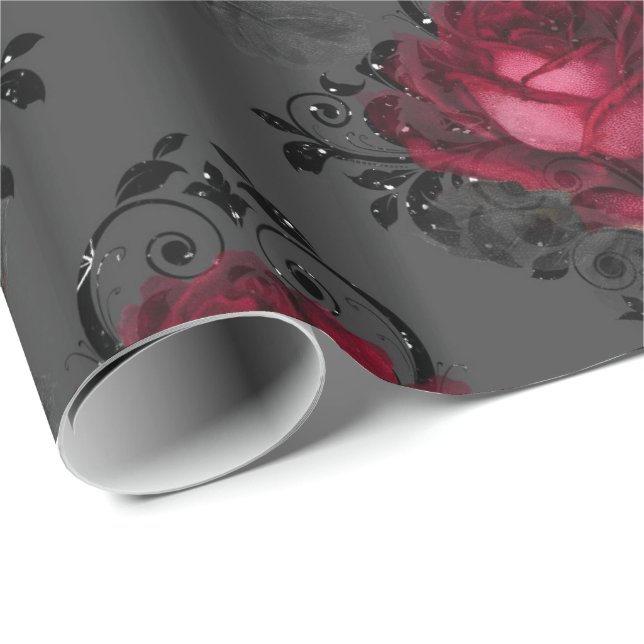 Blumengotik Weihnachtsmuster Geschenkpapier (Rolleneckpunkt)