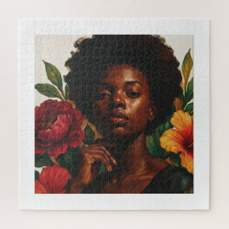 Blumengöttin Afrozentrisches Porträt Puzzle